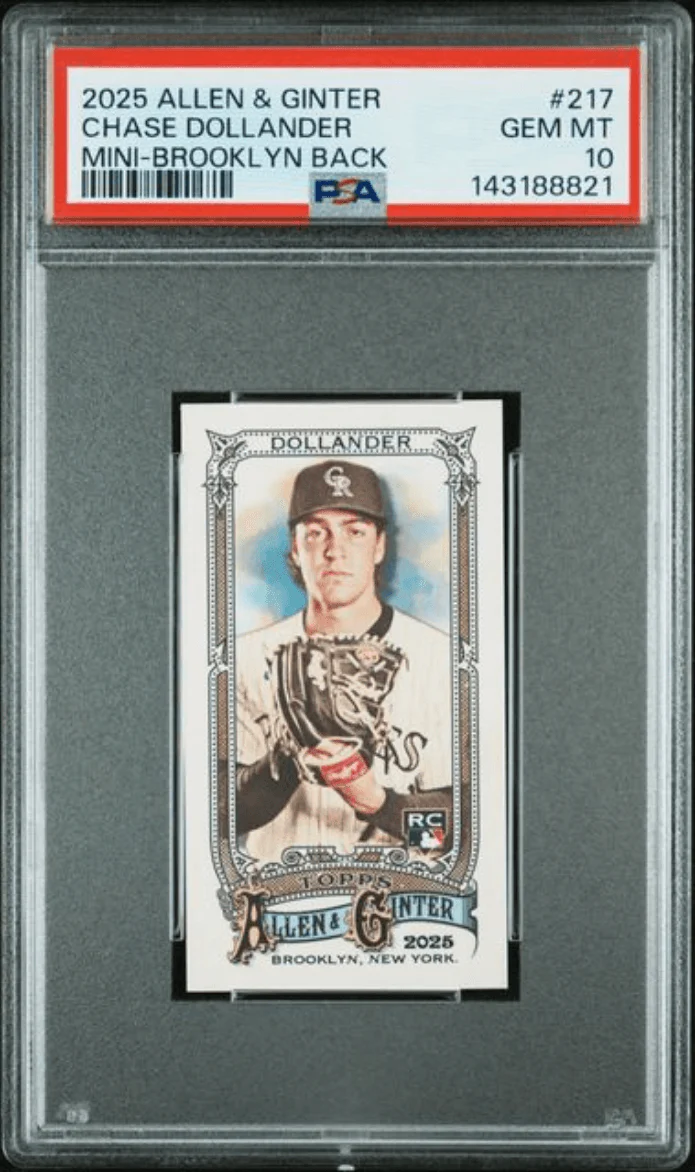 Graded 2025 Topps Allen & Ginter Chase Dollander #217 Mini Brooklyn Back /25 Rookie RC Baseball Card PSA 10 Gem Mint