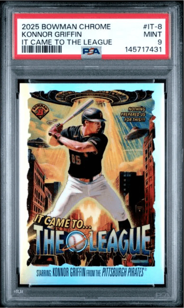Graded 2025 Topps Bowman Chrome Konnor Griffin #IT8 It Came to the League Rookie RC Baseball Card PSA 9 Mint