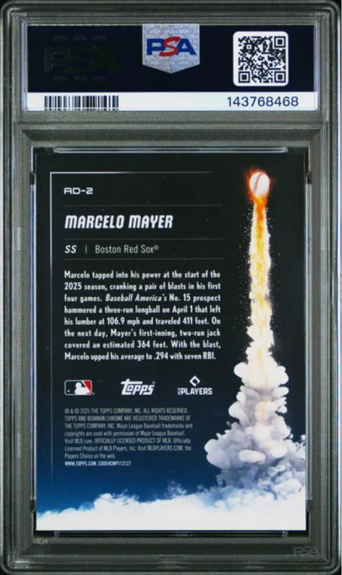 Graded 2025 Topps Bowman Chrome Marcelo Mayer #AD2 Adios Rookie RC Baseball Card PSA 10 Gem Mint - Image 2