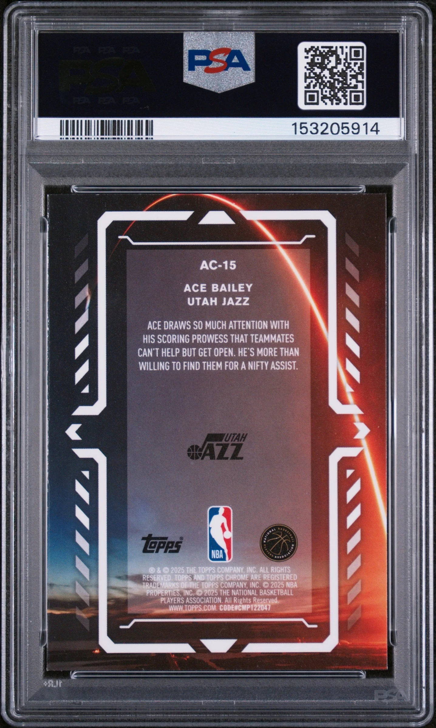 Graded 2025 Topps Chrome Ace Bailey #AC-15 Activators Rookie RC Basketball Card PSA 10 Gem Mint - Image 2