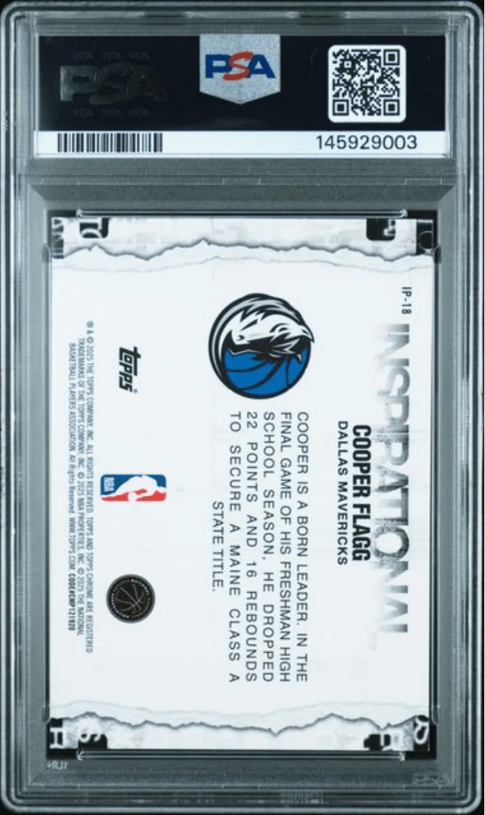 Graded 2025 Topps Chrome Cooper Flagg #IP18 Inspirational Rookie RC Basketball Card PSA 9 Mint - Image 2