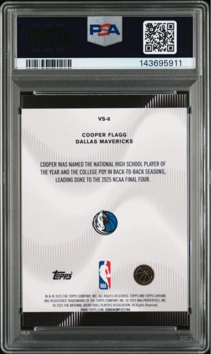 Graded 2025 Topps Chrome Cooper Flagg #VS6 Voices Rookie RC Basketball Card PSA 10 Gem Mint - Image 2