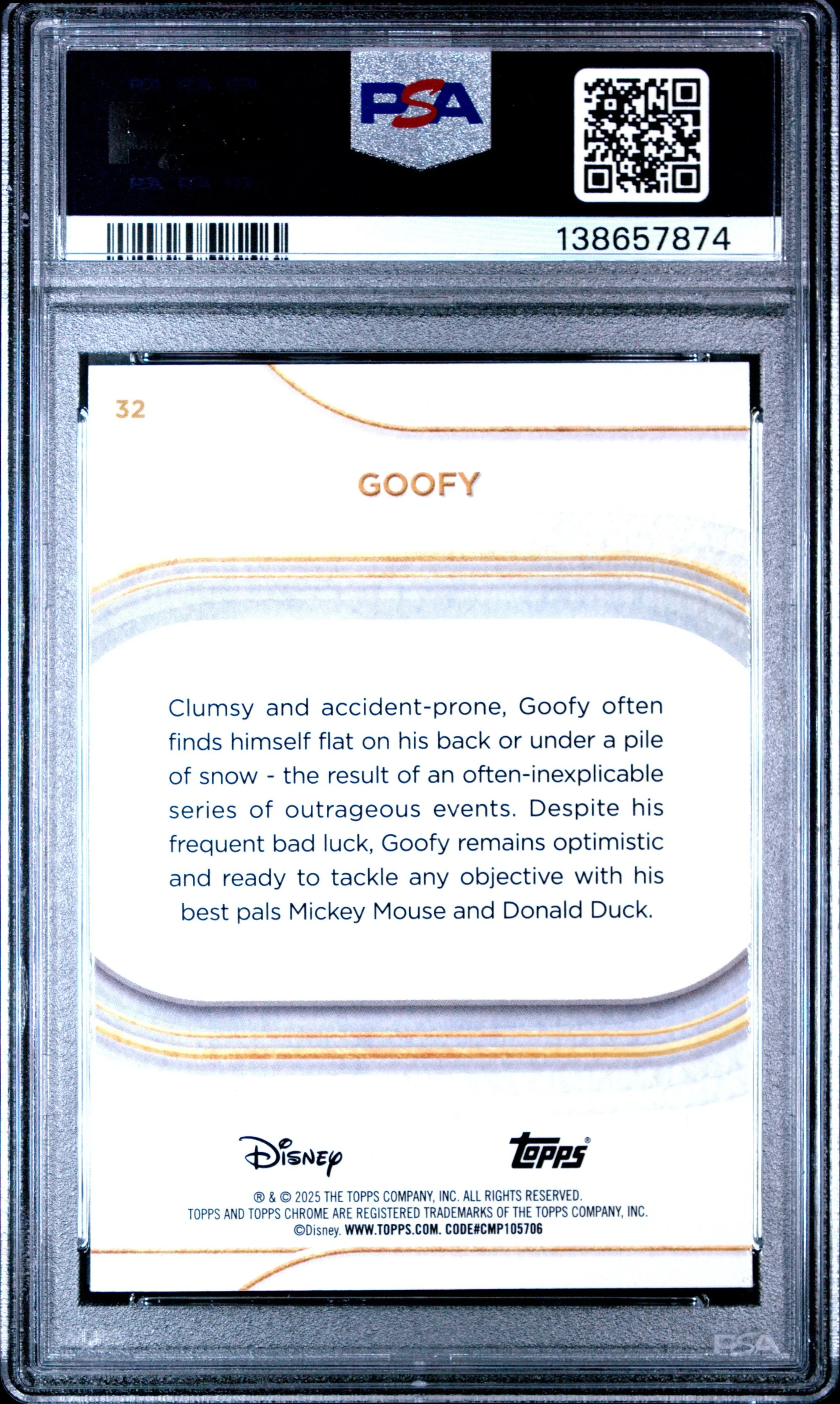 Graded 2025 Topps Chrome Disney Sapphire Goofy #30 Trading Card PSA 10 Gem Mint - Image 2