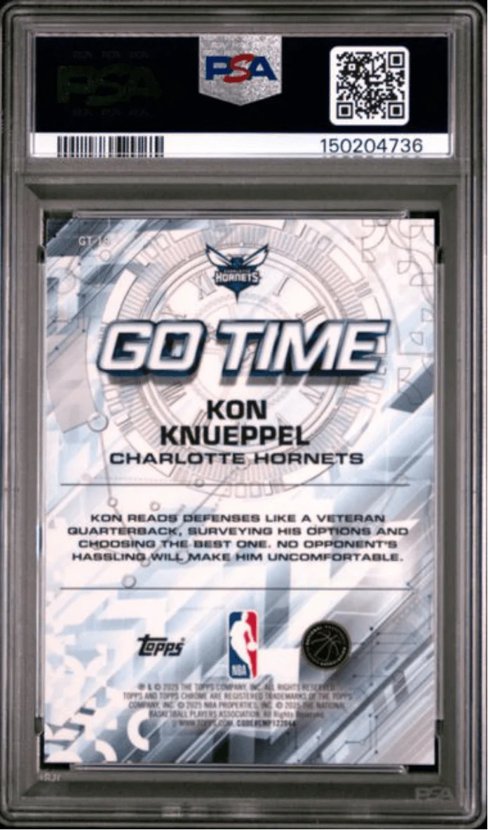 Graded 2025 Topps Chrome Kon Knueppel #GT19 Go Time Magenta Refractor /399 Rookie RC Basketball Card PSA 10 Gem Mint - Image 2