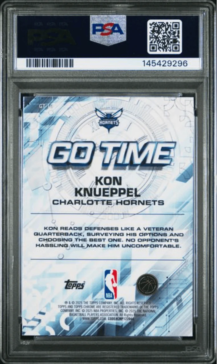 Graded 2025 Topps Chrome Kon Knueppel #GT19 Go Time Rookie RC Basketball Card PSA 10 Gem Mint - Image 2