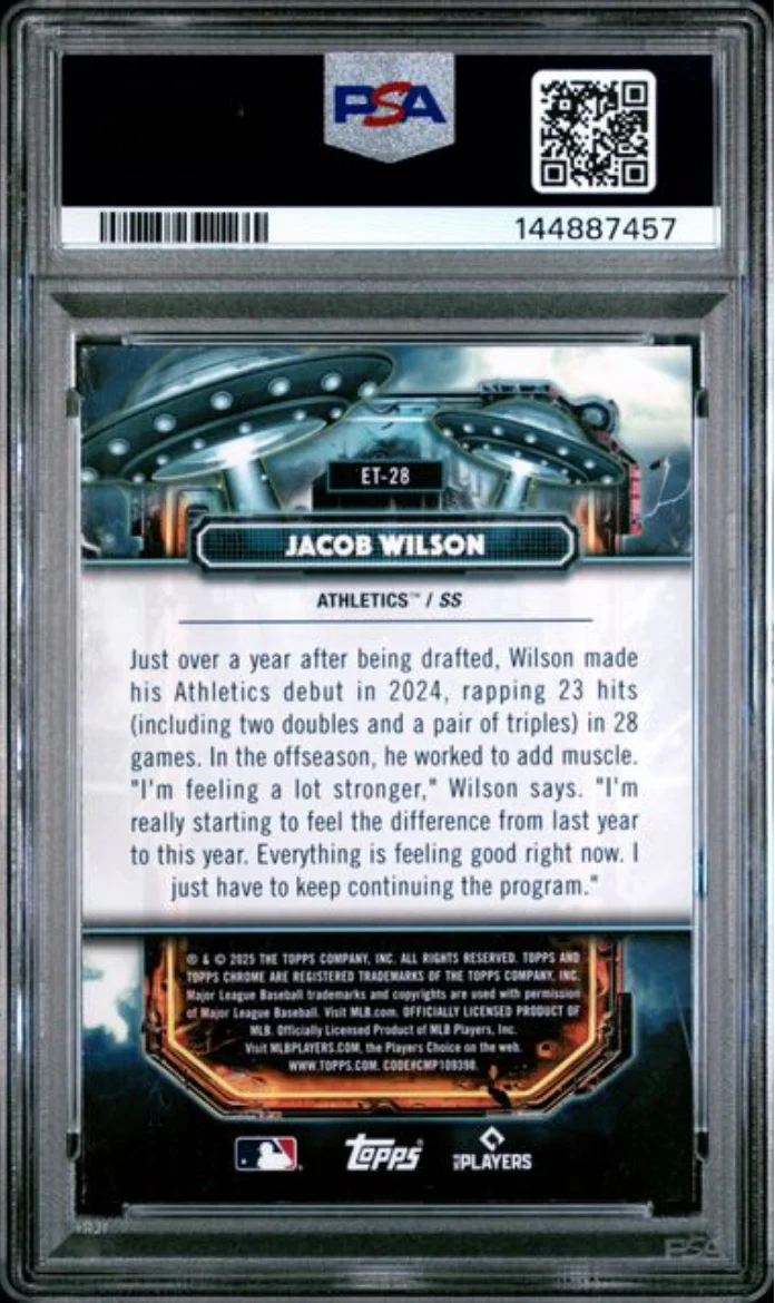 Graded 2025 Topps Cosmic Chrome Jacob Wilson #28 Extraterrestrial Talent Rookie RC Baseball Card PSA 10 Gem Mint - Image 2