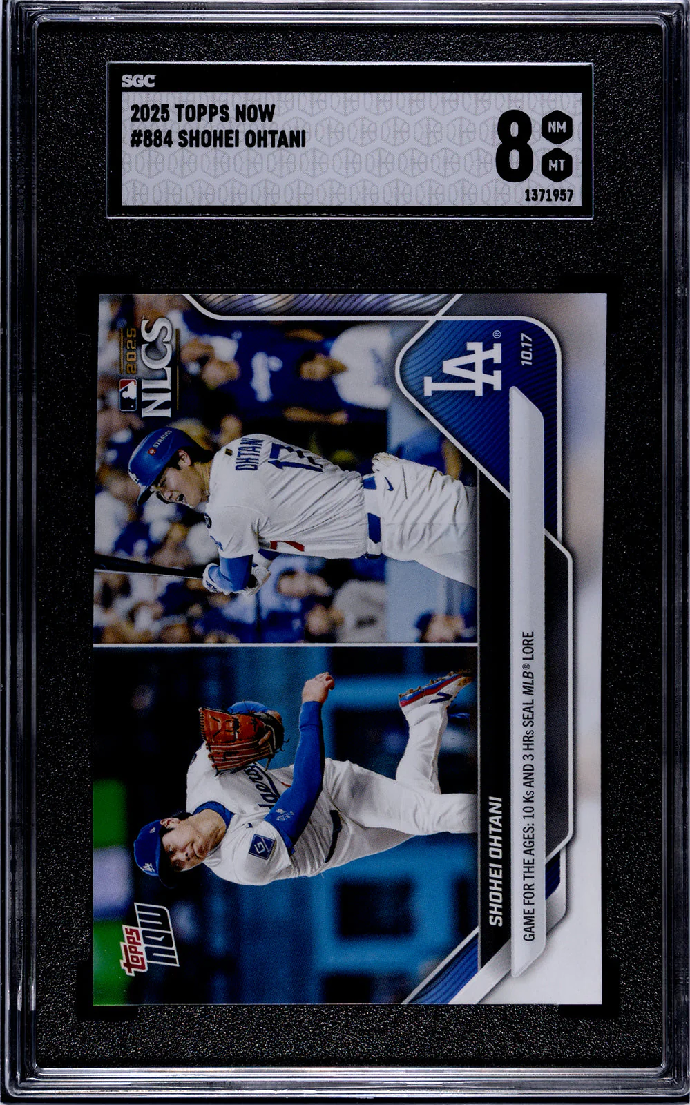 Graded 2025 Topps Now Shohei Ohtani #884 Baseball Card SGC 8 Near Mint
