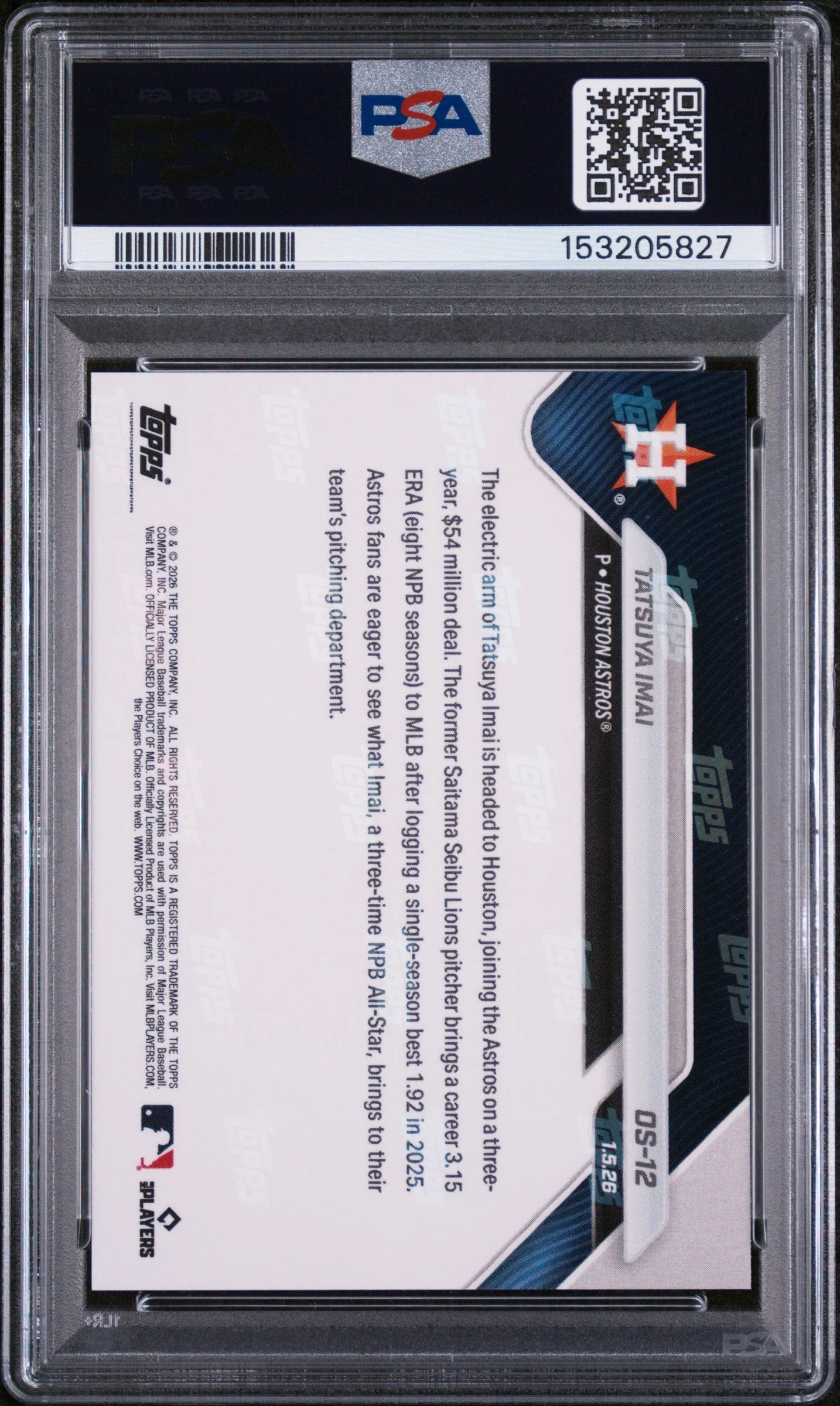 Graded 2025 Topps Now Tatsuya Imai #OS-12 Rookie RC Baseball Card PSA 10 Gem Mint - Image 2