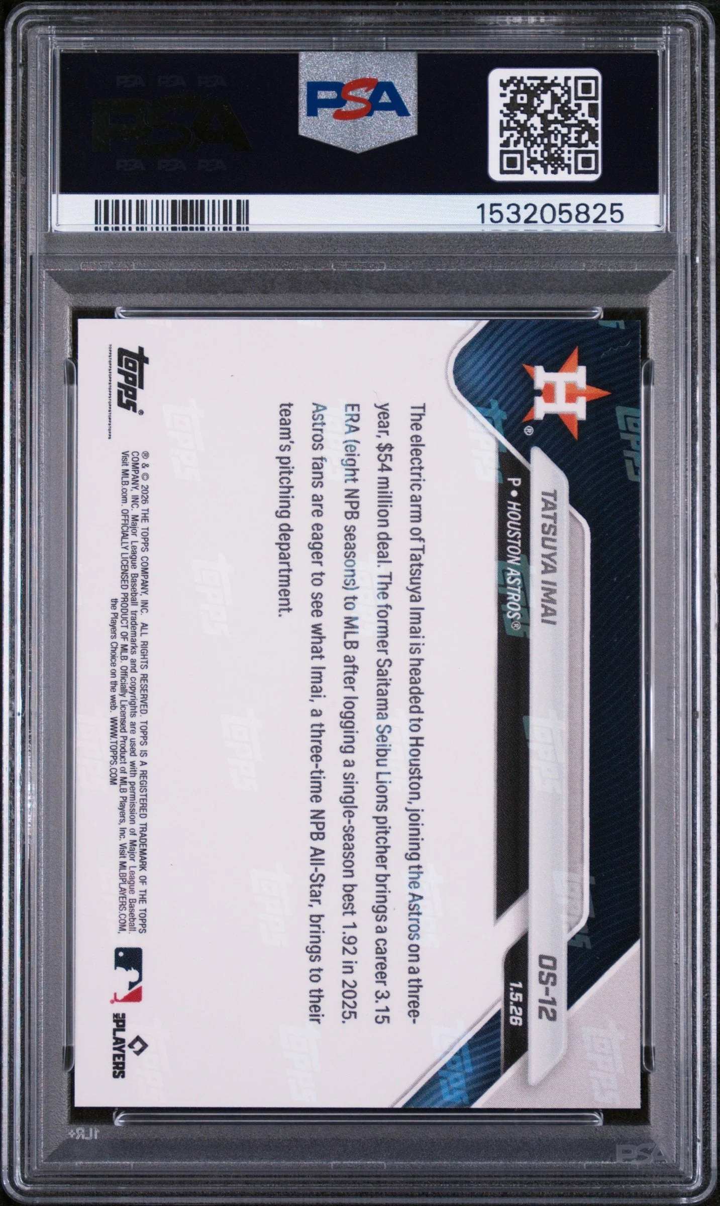 Graded 2025 Topps Now Tatsuya Imai #OS-12 Rookie RC Baseball Card PSA 9 Mint - Image 2