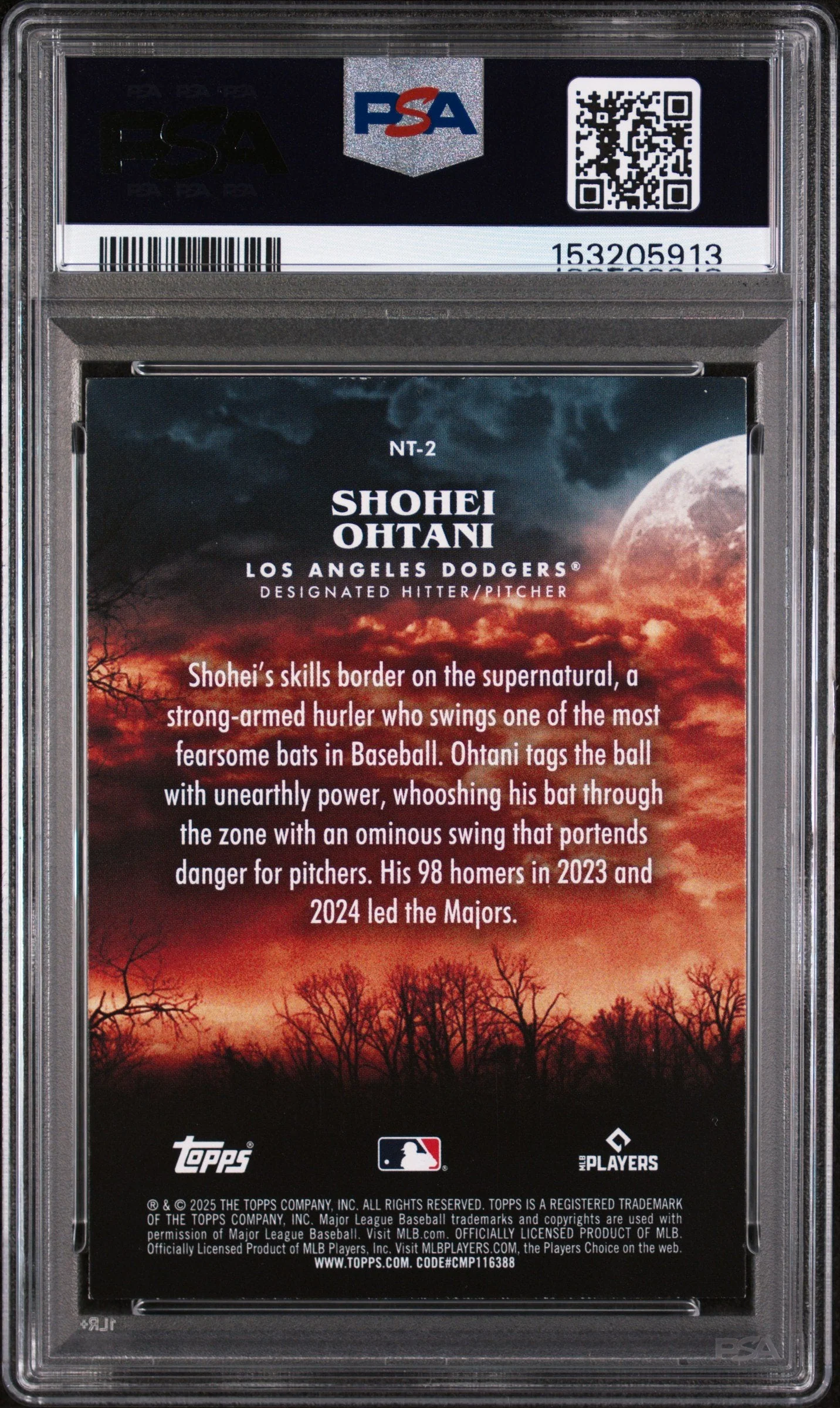 Graded 2025 Topps Update Shohei Ohtani #NT-2 Night Terrors Baseball Card PSA 9 Mint - Image 2