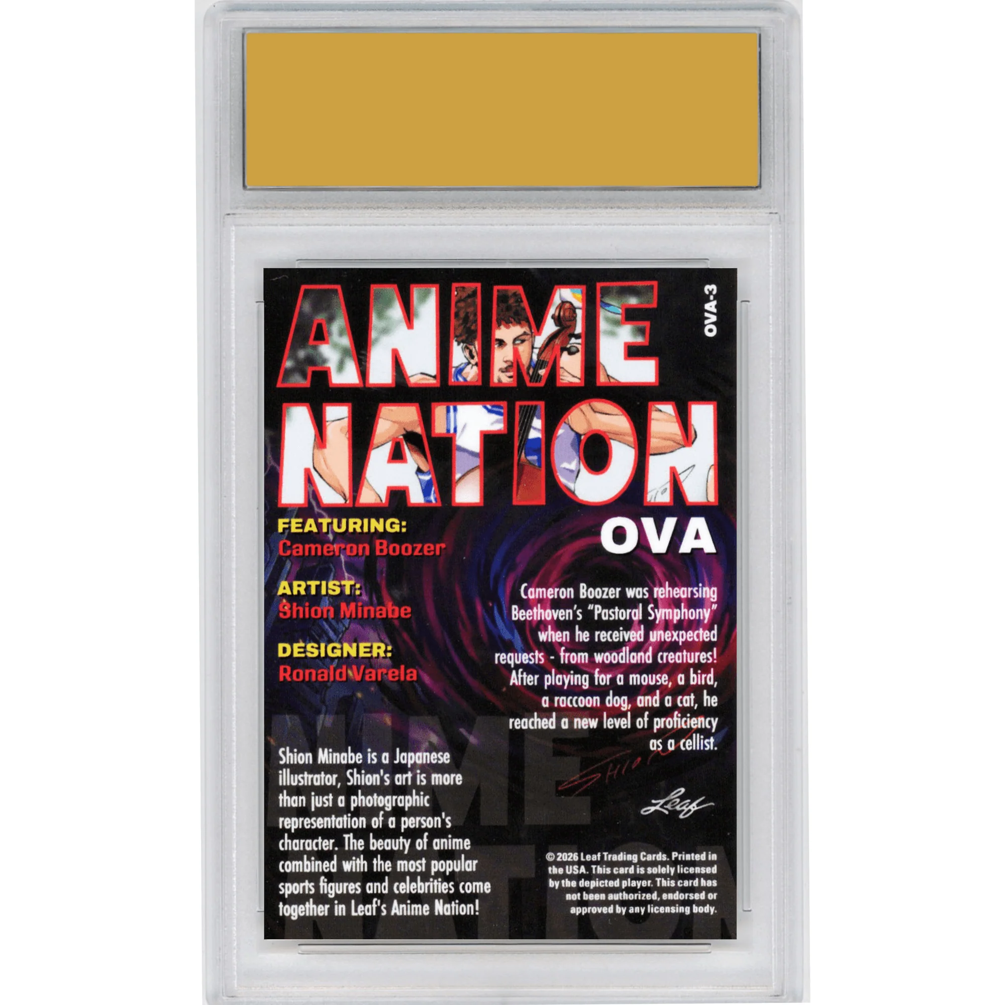 Graded 2026 Leaf Cameron Boozer #OVA3 Anime Nation Duke Blue Devils Rookie RC Basketball Card HOFSM 10 Gem Mint - Image 2