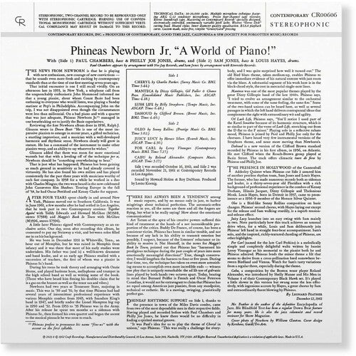 Newborn Jr - A World Of Piano! (Contemporary Records Acoustic Sounds Series) (Vinyl LP) - Image 2